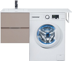 Aquanet Тумба с раковиной Алвита 120 L подвесная капучино под стиральную машину – фотография-2